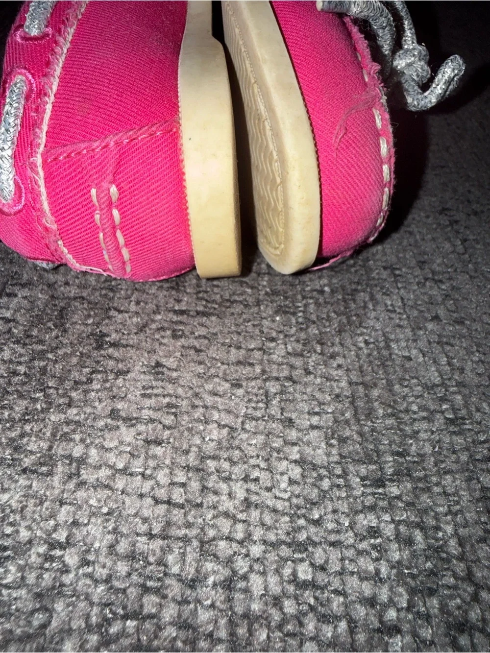 OshKosh B’gosh Toddler Girls Pink Canvas Boat Shoes Size 6 Glitter Laces